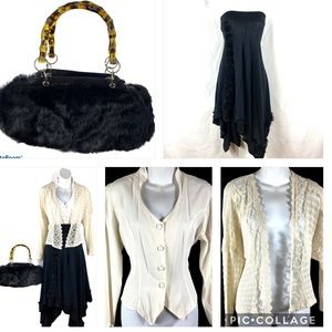 4 pc. Bundle, skirt, top, sweater sz. M & purse